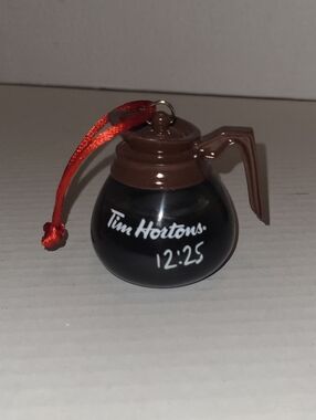 Tim Hortons 2010 Mini Coffee Pot Christmas Ornament With the Tim Hortons Logo